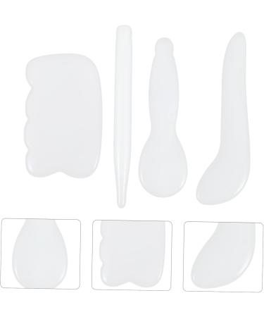 4 Pieces Healeeved Jade Gua Sha Massage Tools for Full Body & Facial Scraping - White 9x5cm - Buy Online on GoSupps.com