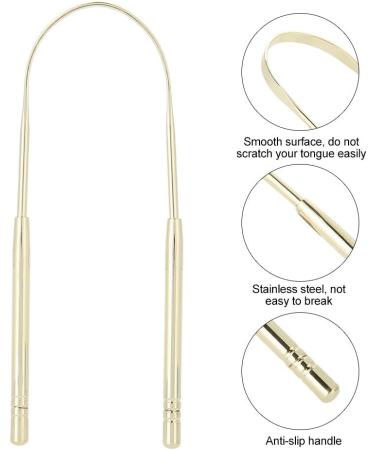 Dykaae Tongue Scraper - Stainless Steel Fresh Breath Cleaner for Adults & Children | Gold Metal Tongue Brush - Buy Online on GoSupps.com