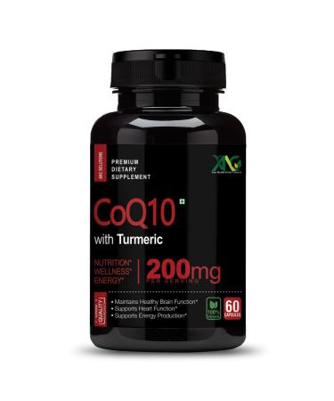 High Absorption CoQ10 with Turmeric - Antioxidant Nutritional Supplements Heart Health & Healthy Brain Function -Ubiquinol for Mitochondrial Health - Extra Strength Coenzyme Q10 200mg 60 Capsules