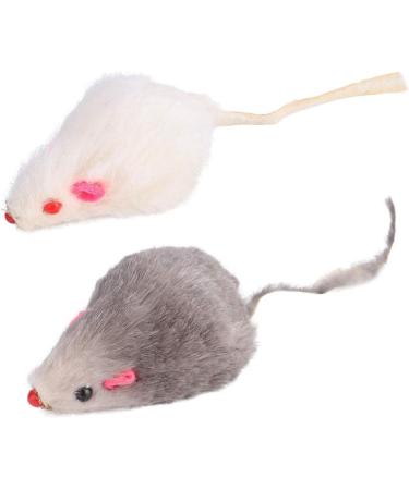 JTLB Cat Toy Mouse Toy 12 Rabbit Fur Mice 14 10 4 12pcs Pet Cat Mice Toys Small Plush Mouse Funny Cat Toy Fake Mouse for Kitten Cat - Buy Online on GoSupps.com