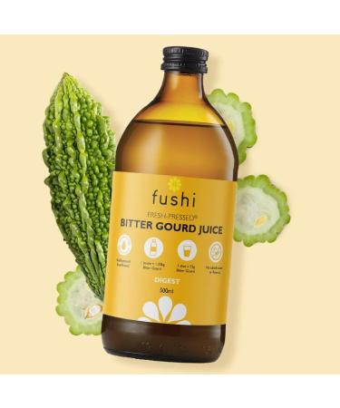 Fushi Pure Bitter Gourd Juice 500ml | Cold-Pressed | Natural Preservative | Best for Digestion Purifying Inner Health | Ethical & Vegan Society Approved | Manufactured in The UK - Buy Online on GoSupps.com
