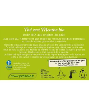 JARDIN BIO ETIC - Jardin Bio tic Th Vert Menthe L'Extrait De Menthe Nanah Bio 30G - le Lot De 4 - Buy Online on GoSupps.com