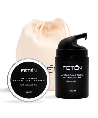 FETEN Exfoliant Visage Homme - Nettoyant Visage Anti-Impuret s - Gel Nettoyant Peau Grasse - Gommage Visage contre Points Noirs - Soin du Visage Homme - 50 ml Beaut Premium 50.0