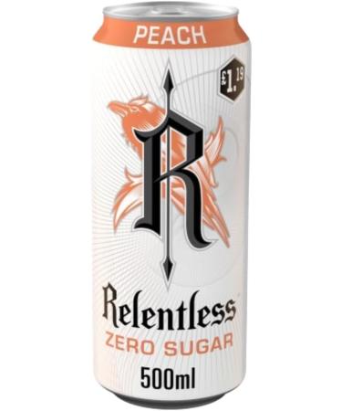 Relentless Peach Zero Sugar Energy Drink (12x500ml) Peach 12x500ml - Buy Online on GoSupps.com