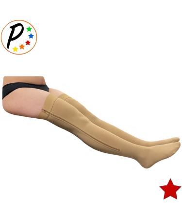Presadee Closed Toe Thigh High 20-30 mmHg Firm Compression Leg with YKK Zipper - Beige 4 | Support & Comfort in Style - Buy Online on GoSupps.com