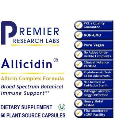 Premier Allicidin: Immune & Heart Support with Garlic Extract, Wild Bear Garlic, Turkey Tails, Hyssop & Organic Parsley - 60 Capsules - Buy Online on GoSupps.com
