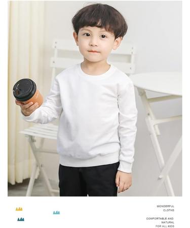 Taigood Boys Cotton Sweatshirt - Long Sleeve T-Shirt Pullover for Ages 1-7 Years - White (3-4 Years) - Buy Online on GoSupps.com