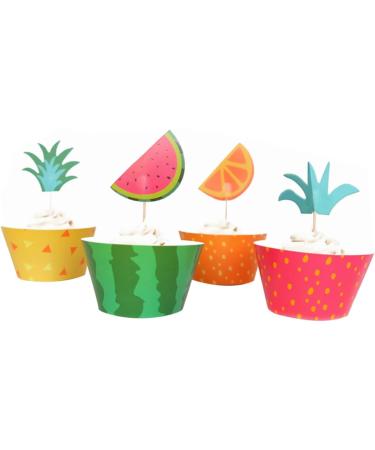 ibasenice 144 pcs kids decor cake toppers cake decorations fruit decor hawaiian decor Hawaii fruit toppper Hawaii toppper Hawaii cupcake toppper decorate top hat Insert card the summer child - Buy Online on GoSupps.com