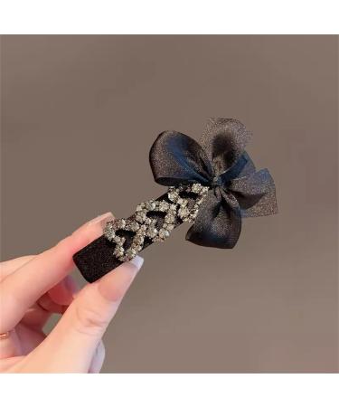 Hair Barrettes for Women Female Love Rhinestone Fabric Bow Hair Clip Hair Accessories 1 count (Pack of 1) Black - Buy Online on GoSupps.com