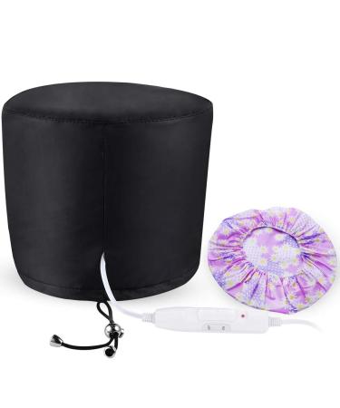Heat Cap Hair Deep Conditioning - Heating Thermal Steamer Cap Electric Hot Treatment Cap for Natural Black Afro Hair Heated Hair Care Spa Hat for Home Use with 2 Mode Temperature Control - Black - Buy Online on GoSupps.com