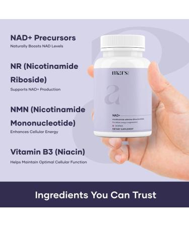 Mars NAD+ Capsules with NR & Vitamin B3 Cellular Energy Brain Health & Resilience Support (60N) Pack of 1 - Buy Online on GoSupps.com