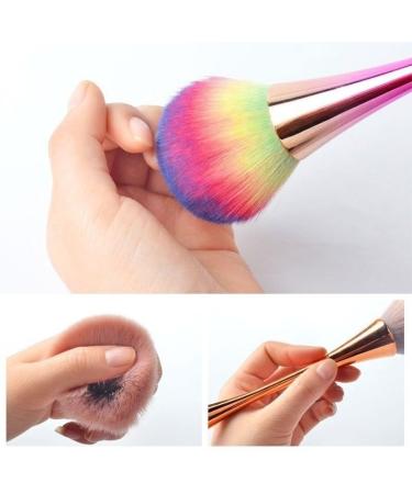 Rainbow Color Powder Brush | Soft Nail Art Dust Remover | Large Coverage Makeup & Foundation Blending Brush for Daily Use - Buy Online on GoSupps.com