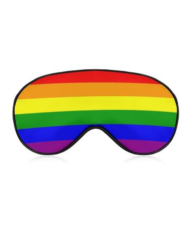 Rainbow LGBT Pride Flag Sleep Mask Eye Cover for Sleeping Blindfold with Adjustable Strap Blocks Light Night Travel Nap for Men Women