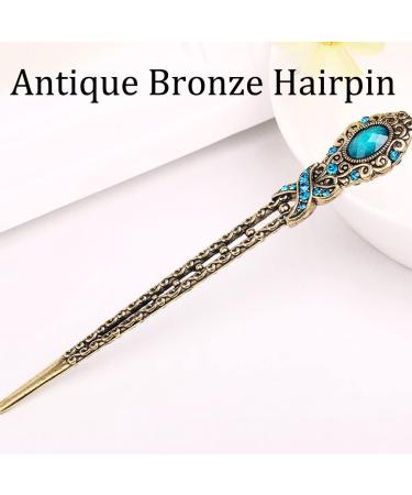 LEEQ Vintage Hair Sticks Chinese Hair Sticks Vintage Chinese Hairpin Antique Hairpin Metallic Hair Stick for Decorative Hair Styling Fixed (6 Pieces) - Buy Online on GoSupps.com