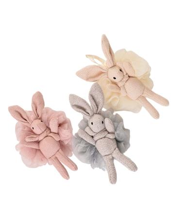 Beaupretty 3Pcs Bath Loofah Shower Animal Exfoliating Body Scrubber Mesh Pouf Body Wash Loofah Bath Sponge for Women Men Kids Bathroom