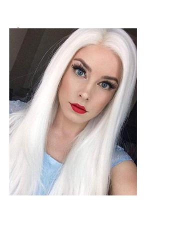 BGHJUE N Wig White Long Straight Synthetic Wig Body Wave Heat Resistant Hair Glueless Full Wigs For Women Average Cap Size