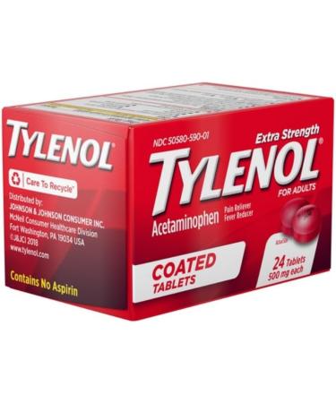 Buy Tylenol Extra Strength Coated Tablets 500mg - Acetaminophen 24 Count | Fast International Shipping - Buy Online on GoSupps.com