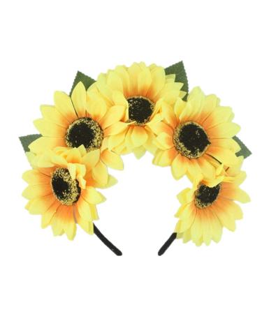 Healeved Yellow Sunflower Headdress Hawaiian Hair Simulate Flower Headband Holiday Photo Props