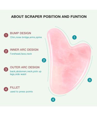 Kawaii Gua Sha Facial Tools - Natural Stone Jade Roller for Face Massage | Rose Quartz Scraping Tool for Skin, Neck, Hands, Feet & Eyes - Buy Online on GoSupps.com