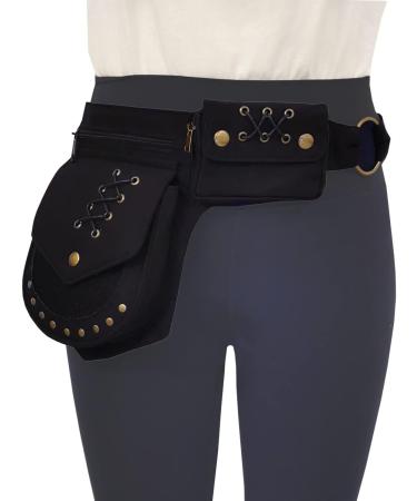 Shop Larswon Renaissance Bag for Women | Stylish Festival Belt Bag with Hip Pockets | Black Medium - Buy Online on GoSupps.com
