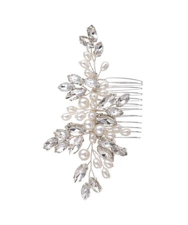 Housoutil Bridal Headwear Bun Hair Comb Wedding Hair Decor Exquisite Hair Comb Hair Wedding Decor Hair Pin Rhinestone Bobby Pins Wedding Bridal Headdress Grace Wig Pearl Miss White
