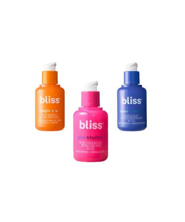 Bliss Vitamin C Face Serum + Glow & Hydrate Hyaluronic Acid Peptides + Niacinamide Antioxidant Brightening Dark Spot - Anti-Aging - Renew Night Acne Glycolic Uneven Tone