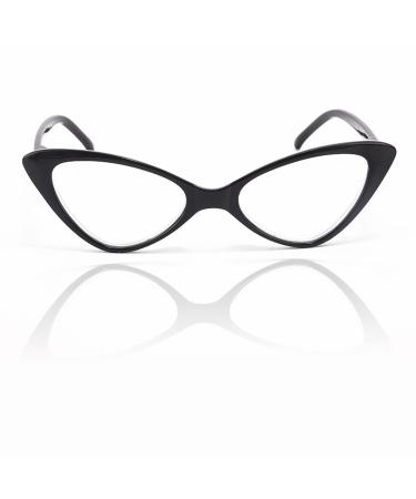 Stylish Cat Eye Reading Glasses Women's Reading Glasses Visual Aid With Spring Hinge (Color : Black Size : 3.0) 3.0 Black