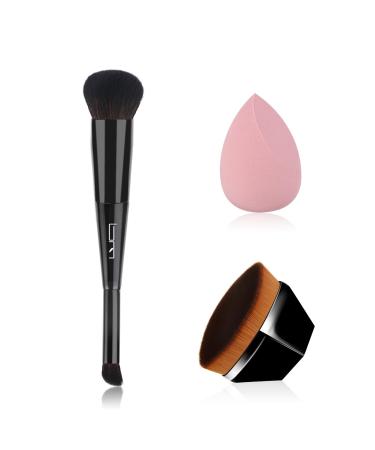Brush Master S50 Dual-sided Blush Concealer Brush & Foudantion Brush & Sponge Black