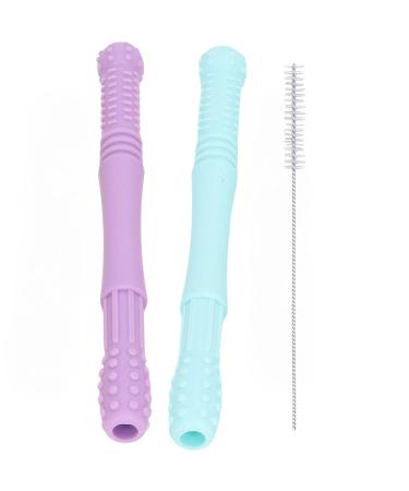 Nopperz Toothing Aid Double Pack - BPA-Free Silicone Bite Rings & Tubes for Baby Teething Relief - Colorful Purple & Blue - Buy Online on GoSupps.com