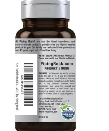 Piping Rock Sea Buckthorn Oil Capsules | 90 Softgels | Sea Buckthorn Berry Extract | with Omega-7 | Gluten Free Non-GMO - Buy Online on GoSupps.com