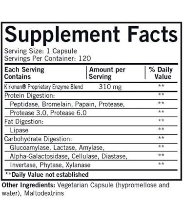Kirkman Labs Enzyme Complete with DPP-IV - 120 Capsules | Digestive Support Supplement - Buy Online on GoSupps.com