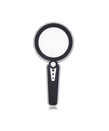 30X HD Reading Magnifying Glasses 3 Lighting Modes 12 LED Handheld Magnifying Glass High Power Lighted Magnifier for Repair Coin (Silver Black)
