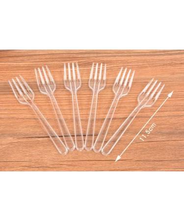 100 Pcs Clear Plastic Forks Bulk 4.5 inch Length Sturdy and Durable Disposable Forks for Party Picnic Barbecue Restaurant Dinner Dessert - Buy Online on GoSupps.com