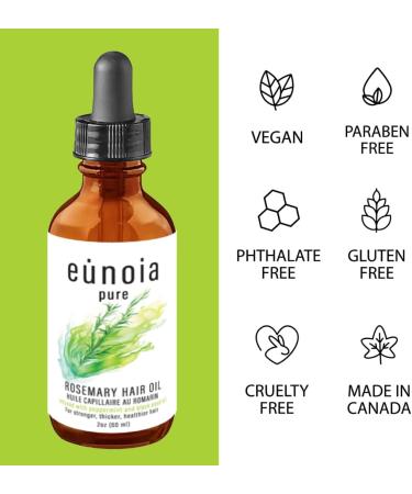 NEW- Rosemary Oil For Hair Growth by Eunoia Pure - Made in Canada - with Rosemary Peppermint Black Seed Oil and Pumpkin Seed Oil - for Longer Thicker Stronger Hair - For Men and Women - All Hair Types - 2 oz/60ml - Buy Online on GoSupps.com