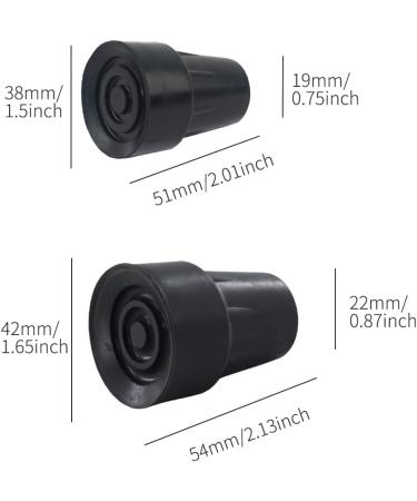 Walking Stick Rubber Tips 19mm - Heavy Duty Crutch Cane Protection Caps for Enhanced Grip on Surfaces - Ideal for Elderly and Disabled - Buy Online on GoSupps.com