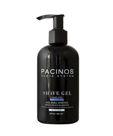 Pacinos Shave Gel - Clear Cooling Gel with Aloe Vera, Prevents Skin Irritation & Moisturizes, All Hair Types, 8 fl. oz. 8 Ounce (Pack of 1)