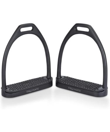 Equinate Stirrups Midway 10cm Black Matt - Anti-Slip Rubber Tread for Adults & Children - Set of 2 - International Shipping Available - Buy Online on GoSupps.com