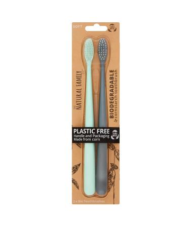 THE NATURAL FAMILY CO. BIODEGRADABLE TOOTHBRUSHES TWIN PACK
