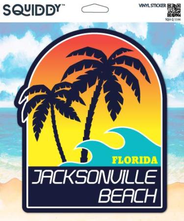 Squiddy Jacksonville Beach Florida - Vinyl Sticker Decal for Phone, Laptop, Water Bottle (3" high)