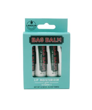 Vermont's Original Bag Balm Fragrance-Free Lip Balm with Vitamin E | Pack of 4 (0.3oz Tubes) - Hydrating & Soothing Lip Care for All Skin Types | International Shipping Available - Buy Online on GoSupps.com