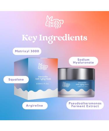 Hunny Bunny Corrective Anti-Aging Night Cream & Mask Hybrid with Peptides Hyaluronic Acid & Squalane 2-in-1 Firming Hydrating & Anti-Wrinkle Treatment 30mL - Made in USA - Buy Online on GoSupps.com