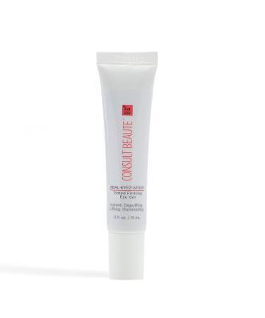 Consult Beaute Real-EYEZ-ATION Tinted Instant Firming Eye Gel - For Puffy Under Eyes - Temporary Eye Lid Lift - Illuminating - For Collagen and Elastin Production - Women and Men - .5 Fl. Oz