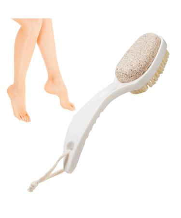 Honhoha Foot Brush and Pumice Stone - Multifunctional Foot Scrubber and Callus Remover for Feet | Comfortable Anti-Slip Bathroom Accessories Gentle Callus Remover for Feet Pumice Stone for Feet White