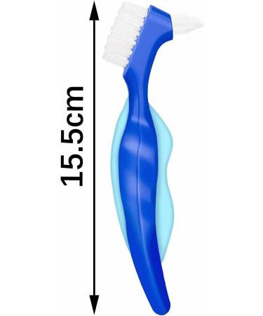 3-Piece Prosthesis Brush Set | Double-Sided Toothbrush for Oral Care & Plaque Removal | Ideal for Dentures - 3 Colors - Buy Online on GoSupps.com