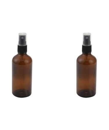 Balawin 2X 100ML Amber Glass Bottle with Black ATOMISER Sprays Refillable Container for Essential Oil/Aromatherapy Use