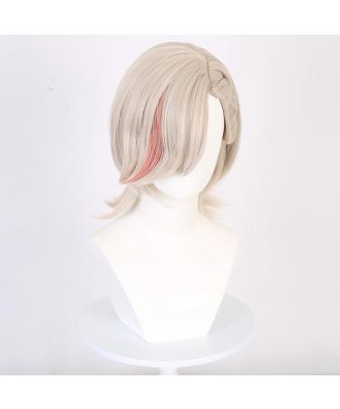 Gray & Red Long Wig for Lyney Cosplay | Genshin Impact Synthetic Heat-Resistant Hair - Buy Online on GoSupps.com