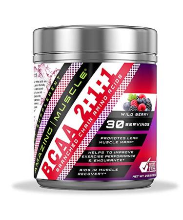 BCAA 2:1:1 Branched Chain Amino Acids - 6 000 MG - Promotes Lean Muscles - Supports Swifter Muscle Recovery - Enhances Endurance Levels (Wild Berry 30 Servings) Wild Berry 30 Servings (Pack of 1)