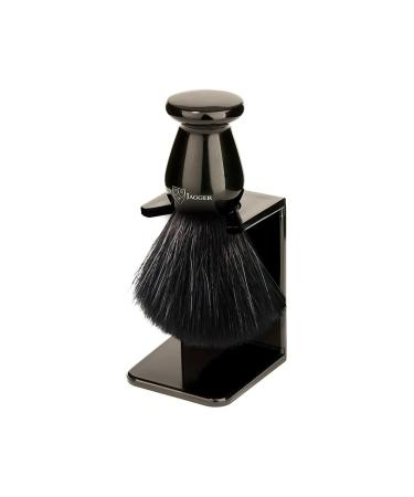 Edwin Jagger Imitation Ebony Black Synthetic Shaving Brush with Small Drip Stand