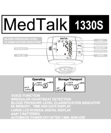 Medittalk I 1330S Wrist Blood Pressure Meter - Full Automatic Measurement & Arrhythmia Alerts | International Shipping Available - Buy Online on GoSupps.com