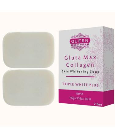 Gluta Max & Collagen Natural Skin Renewal Whipp Soap | Maximum Strength NO SLS NO Paraben Cruelty Free(2 Bars-Gluta+Collagen+Mesh)